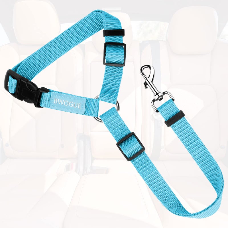 BWOGUE Pet Dog Cat Seat Belts, Car Headrest Restraint Adjustable Safety Leads Vehicle Seatbelt Harness (1 Pack, Blue, Not Elastic) - Image 2